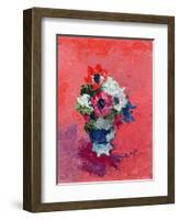 Anemones on a Red Ground, 1992-Diana Schofield-Framed Giclee Print