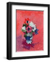 Anemones on a Red Ground, 1992-Diana Schofield-Framed Giclee Print