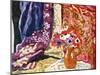 Anemones with Curtains, 1937 (Oil on Canvas)-Louis Valtat-Mounted Giclee Print