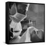 Anesthesiologist Dr. Vincent Collins Watch over Patient Frances Ashplant, After Spinal Anesthesia-Cornell Capa-Framed Stretched Canvas