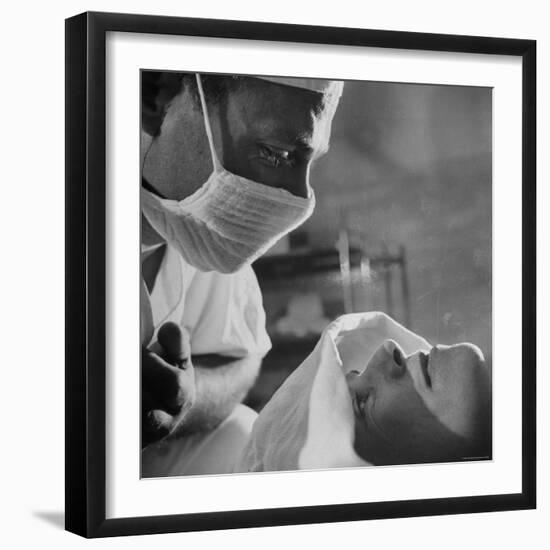 Anesthesiologist Dr. Vincent Collins Watch over Patient Frances Ashplant, After Spinal Anesthesia-Cornell Capa-Framed Photographic Print