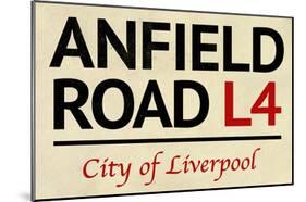 Anfield Road L4 Liverpool Street Sign Poster-null-Mounted Poster