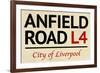 Anfield Road L4 Liverpool Street Sign-null-Framed Art Print