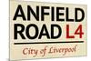 Anfield Road L4 Liverpool Street Sign-null-Mounted Art Print