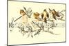 Angel and Bird Chorus on Staff-null-Mounted Art Print