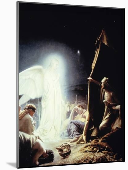 Angel and the Shepherds-Carl Bloch-Mounted Giclee Print