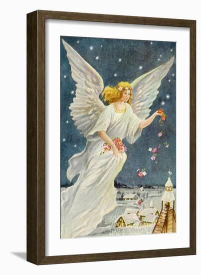 Angel Dropping Flowers-null-Framed Giclee Print