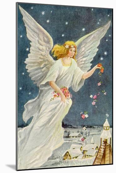 Angel Dropping Flowers-null-Mounted Giclee Print