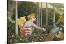 Angel Feeding a Peacock, Detail from the Journey of the Magi Cycle in the Chapel, c. 1460-Benozzo di Lese di Sandro Gozzoli-Stretched Canvas