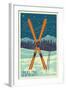 Angel Fire, New Mexico - Crossed Skis-Lantern Press-Framed Art Print