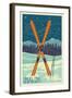 Angel Fire, New Mexico - Crossed Skis-Lantern Press-Framed Art Print