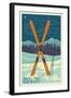 Angel Fire, New Mexico - Crossed Skis-Lantern Press-Framed Art Print