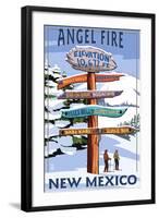 Angel Fire, New Mexico - Destinations Signpost-Lantern Press-Framed Art Print