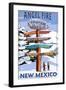 Angel Fire, New Mexico - Destinations Signpost-Lantern Press-Framed Art Print