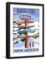 Angel Fire, New Mexico - Destinations Signpost-Lantern Press-Framed Art Print