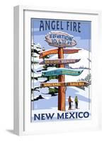 Angel Fire, New Mexico - Destinations Signpost-Lantern Press-Framed Art Print