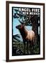 Angel Fire, New Mexico - Elk - Scratchboard-Lantern Press-Framed Art Print