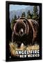 Angel Fire, New Mexico - Grizzly Bear - Scratchboard-Lantern Press-Framed Art Print