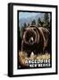 Angel Fire, New Mexico - Grizzly Bear - Scratchboard-Lantern Press-Framed Art Print