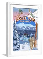 Angel Fire, New Mexico - Winter Scenes Montage-Lantern Press-Framed Art Print