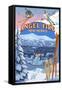 Angel Fire, New Mexico - Winter Scenes Montage-Lantern Press-Framed Stretched Canvas