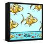 Angel Fish with Fish Border-Megan Aroon Duncanson-Framed Stretched Canvas