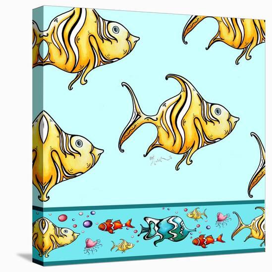 Angel Fish with Fish Border-Megan Aroon Duncanson-Stretched Canvas