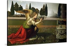 Angel Gabriel, from the Annunciation, 1472-75 (Detail)-Leonardo da Vinci-Stretched Canvas
