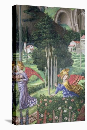 Angel Gathering Flowers in a Heavenly Landscape, Detail from the Journey of the Magi Cycle-Benozzo di Lese di Sandro Gozzoli-Stretched Canvas