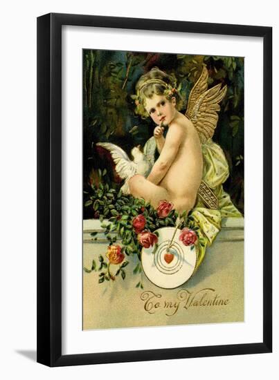 Angel Girl with Dove-null-Framed Art Print