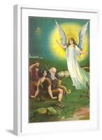 Angel Greeting Shepherds-null-Framed Art Print