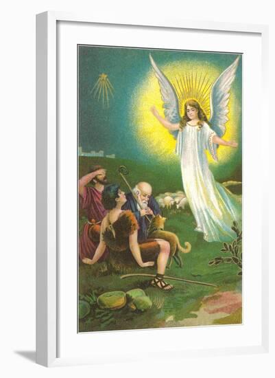 Angel Greeting Shepherds-null-Framed Art Print