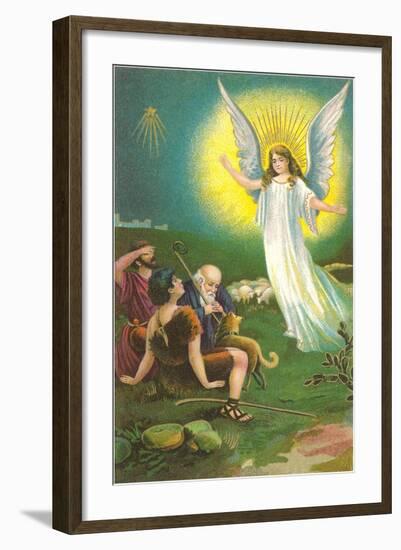 Angel Greeting Shepherds-null-Framed Art Print