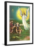 Angel Greeting Shepherds-null-Framed Art Print