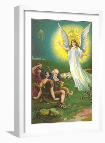 Angel Greeting Shepherds-null-Framed Art Print