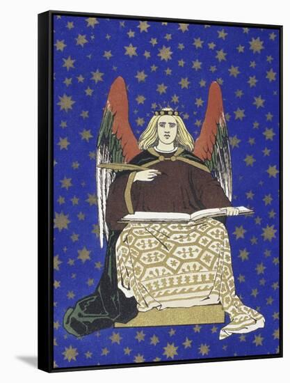 Angel Holding Book-null-Framed Stretched Canvas