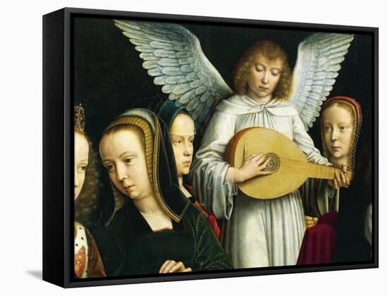 Angel Musician, Detail from Virgin Among Virgins, 1450-Gerard David-Framed Stretched Canvas