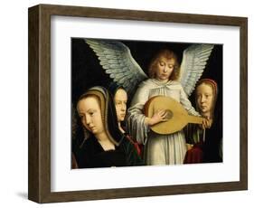 Angel Musician with Saints Agnes (D. 305), Fausta and Apollina (D. C. 248-9)-Gerard David-Framed Giclee Print