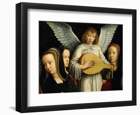 Angel Musician with Saints Agnes (D. 305), Fausta and Apollina (D. C. 248-9)-Gerard David-Framed Giclee Print