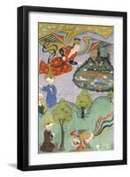 Angel of God Witnessing the Destruction of Sodom, Arabic Miniature-null-Framed Giclee Print