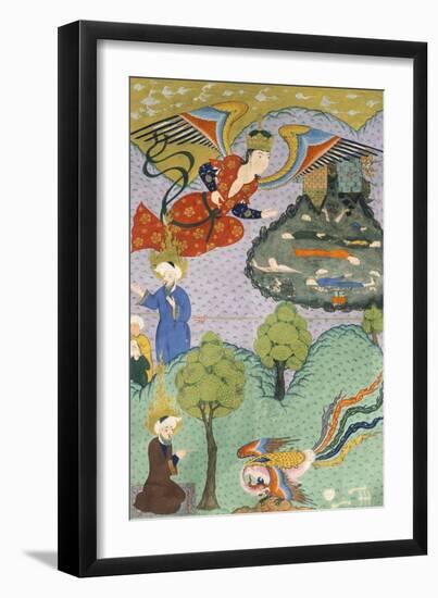 Angel of God Witnessing the Destruction of Sodom, Arabic Miniature-null-Framed Giclee Print