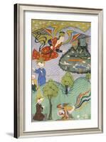 Angel of God Witnessing the Destruction of Sodom, Arabic Miniature-null-Framed Giclee Print