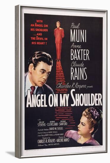 Angel on My Shoulder, from Left: Paul Muni, Claude Rains, Anne Baxter, 1946-null-Framed Art Print