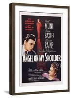 Angel on My Shoulder, from Left: Paul Muni, Claude Rains, Anne Baxter, 1946-null-Framed Art Print