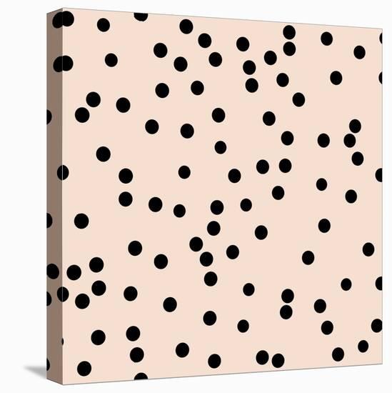 Angel Pink Black Round Confetti-Tina Lavoie-Stretched Canvas