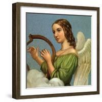 Angel Playing Harp-null-Framed Giclee Print