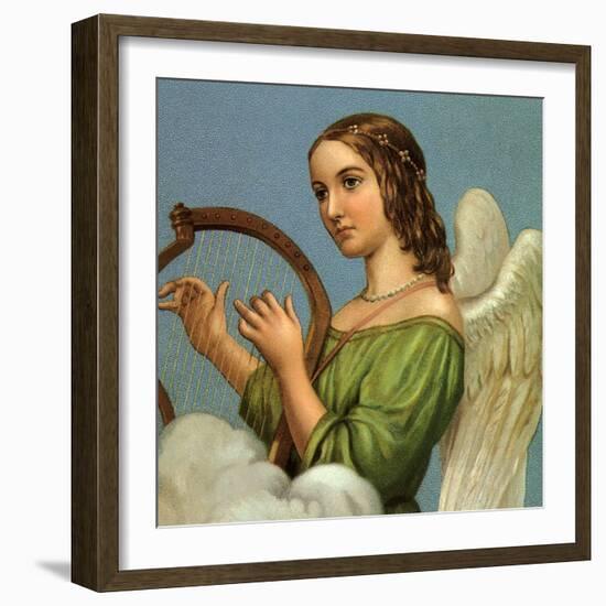 Angel Playing Harp-null-Framed Giclee Print