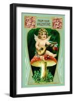 Angel with Mandolin and Mushrooms-null-Framed Art Print