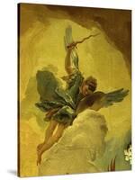 Angel with Sword and Shield, from the Fall of the Rebel Angels, Fresco, Grand Staircase (Detail)-Giambattista Tiepolo-Stretched Canvas