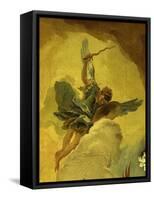 Angel with Sword and Shield, from the Fall of the Rebel Angels, Fresco, Grand Staircase (Detail)-Giambattista Tiepolo-Framed Stretched Canvas